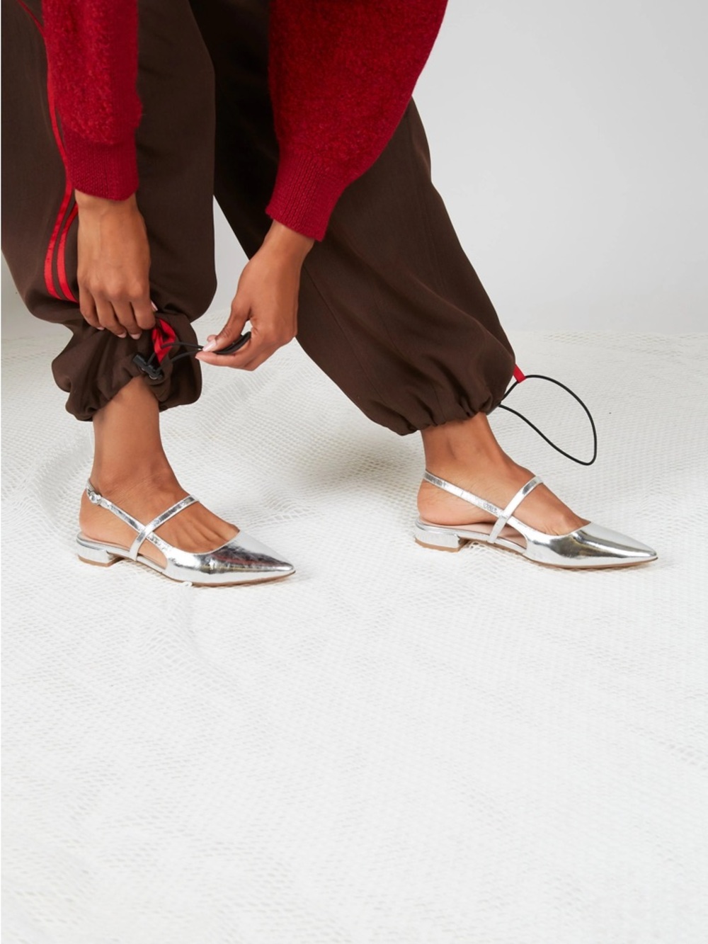 Intentionally Blank Silver Slingback Flats 37